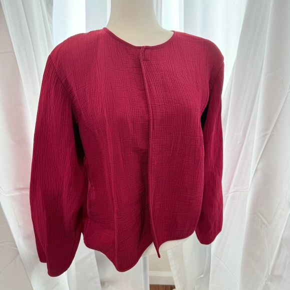 Eileen Fisher Jackets & Blazers - Eileen Fisher Pink/Red Textured Open Front Jacket magnet clasp L